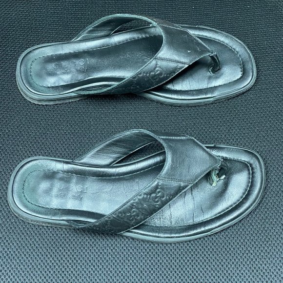 Gucci Men's Guccissima Leather Thong Sandals Flip-Flops Black Size 9 - Picture 3 of 8